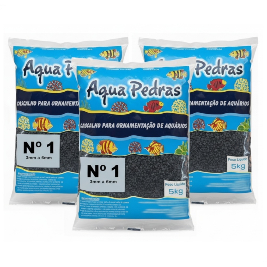 15kg Substrato Basalto Nº 1 Para Aquários (3 Pacotes de 5Kg)