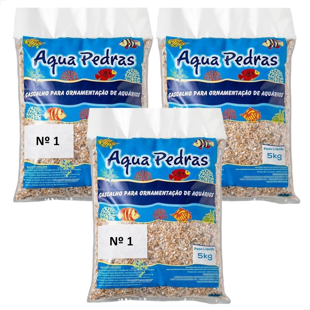 Cascalho De Rio Nº 1 15Kg (3 Pacotes de 5 Kg) Para Aquários