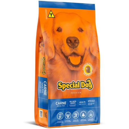 Ração Special Dog Sabor Carne para Cães Adultos, Pacote de 15kg.