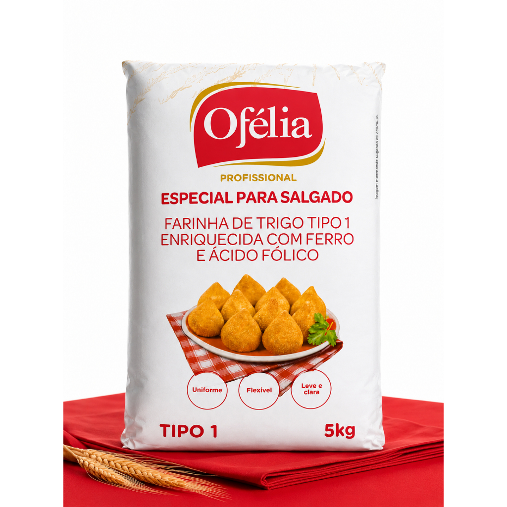 FARINHA DE TRIGO OFÉLIA SALGADOS – 3 PACOTES DE 5 KG CADA (TOTAL 15KG)