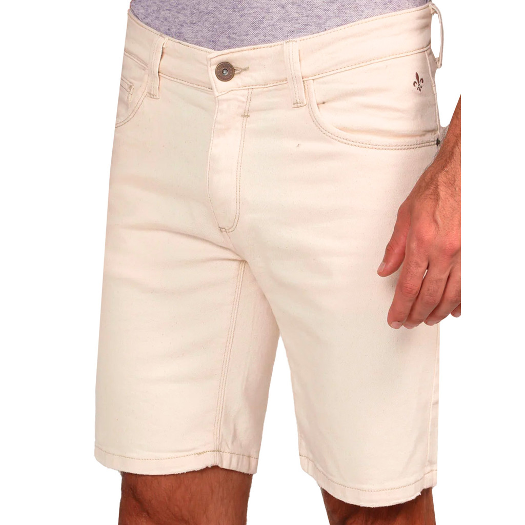 Bermuda Dudalina Sarja Comfort Linho Faca Original Off-White