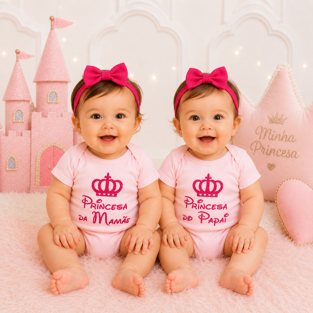 Body Bebê Infantil Princesa Da Mamãe e Papai Mêsversário Temático Super Confortável Linha Premium Promoção Envio Rápido