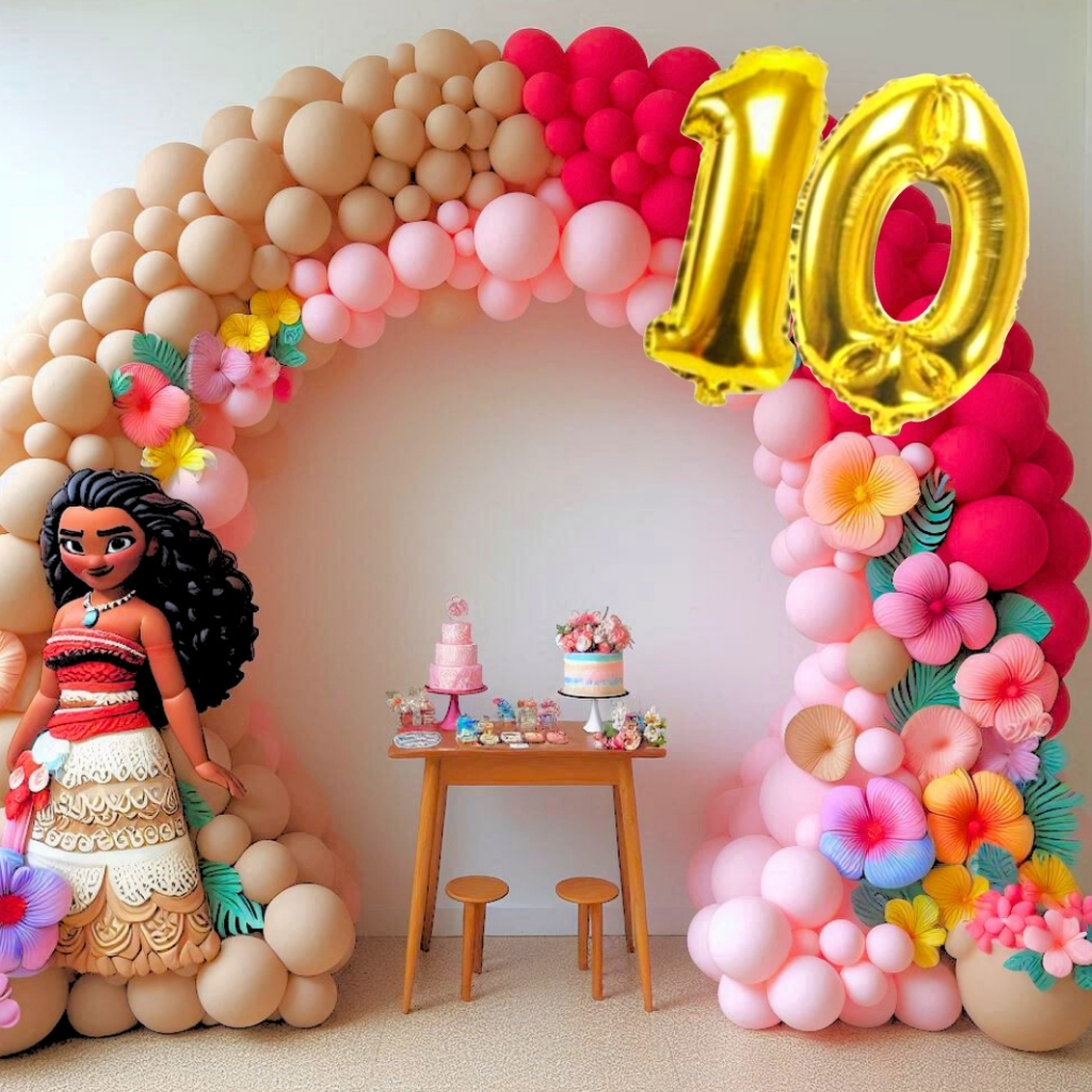 Kit Arco Desconstruído Moana Premium Decoração Festas Eventos *150 itens* Princesa Maui Hei Hei Poa