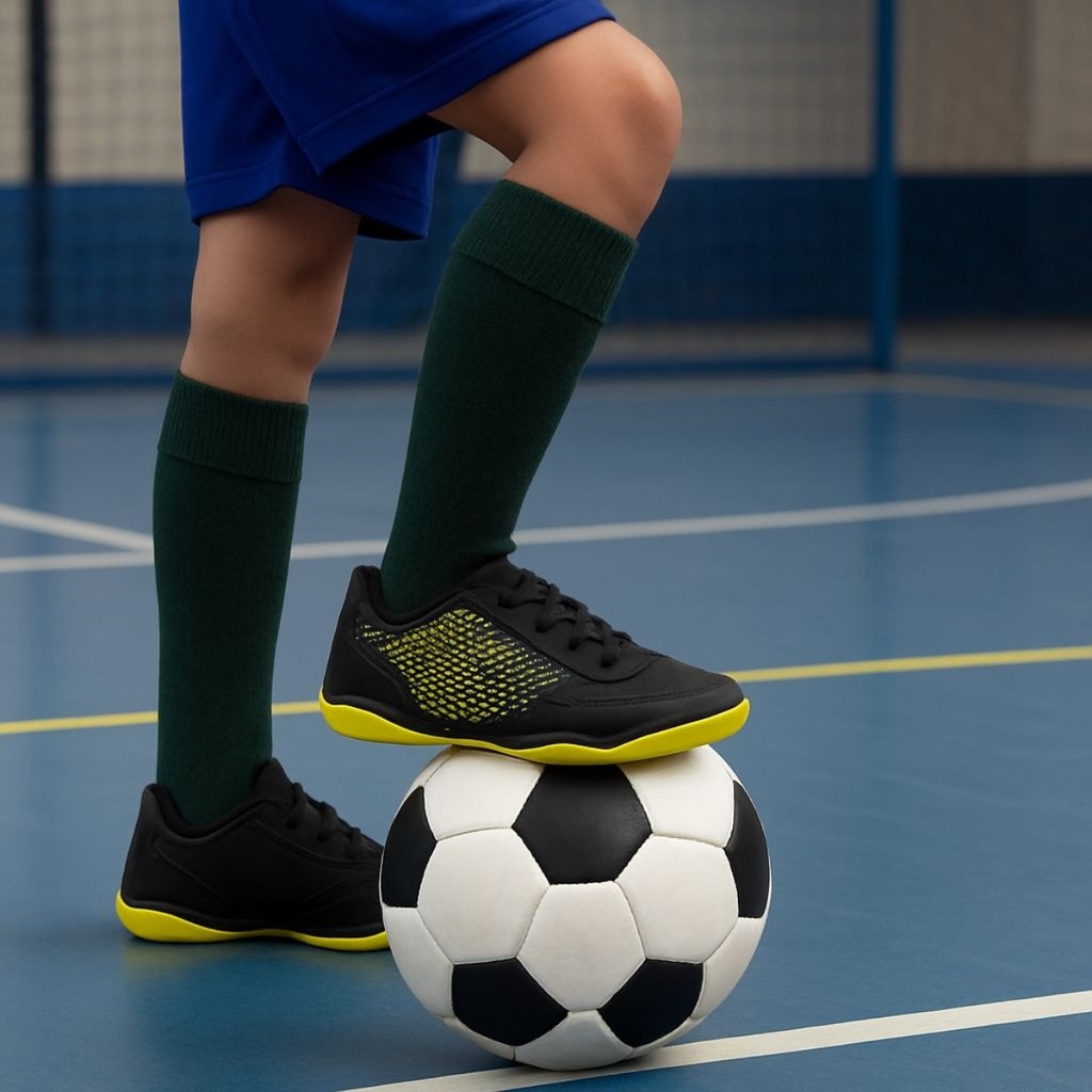 Chuteira Futsal Quadra e Campo Antiderrapante Com Cadarço Confortável Leve Macia