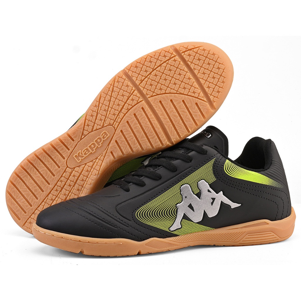 Chuteira Kappa Napoli Masculina Futsal Quadra Original Preto Amarelo Limão Macia Leve