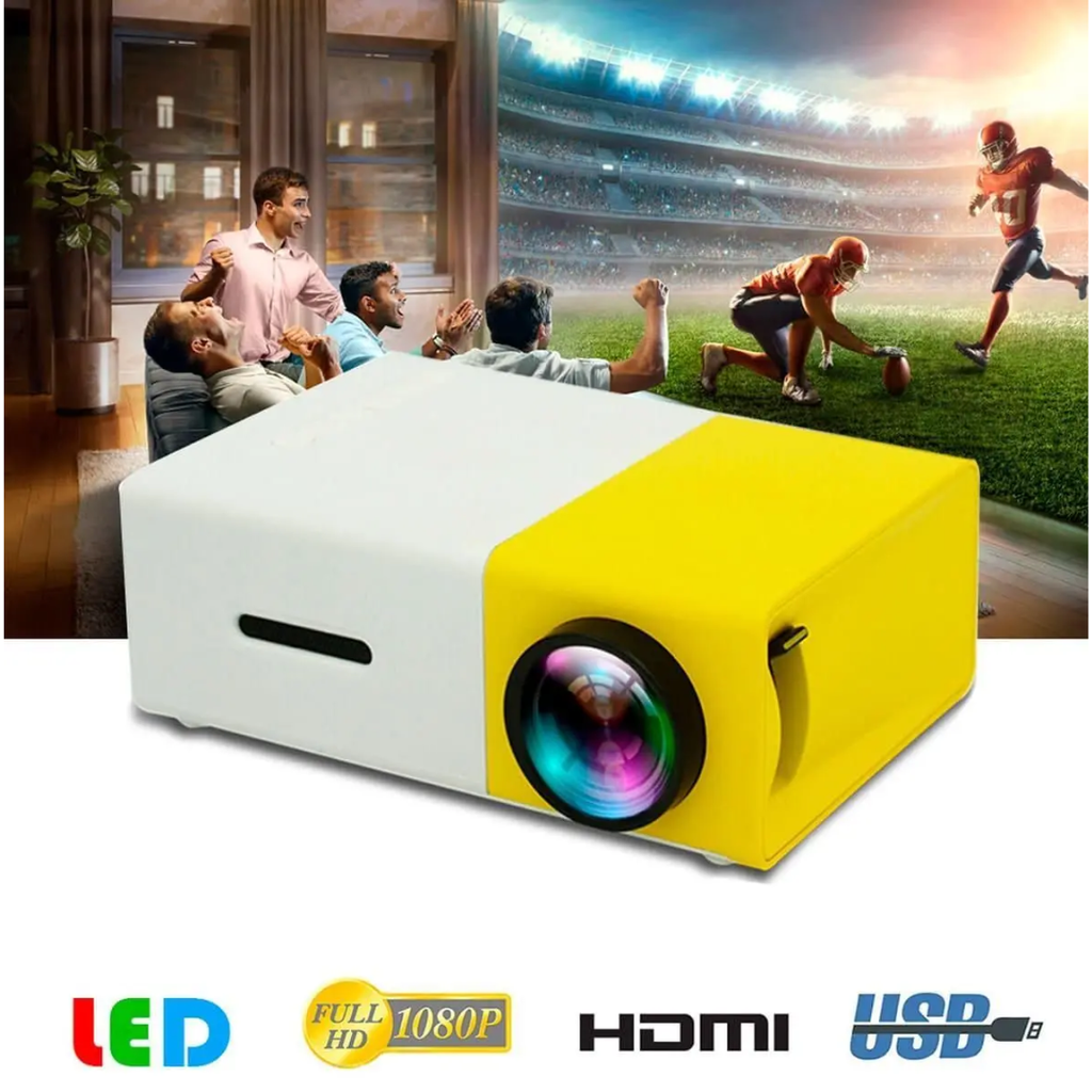 Mini Projetor Portátil LED 1080p 600 Lúmens HDMI USB AV 24-80 polegadas YG300 Bivolt