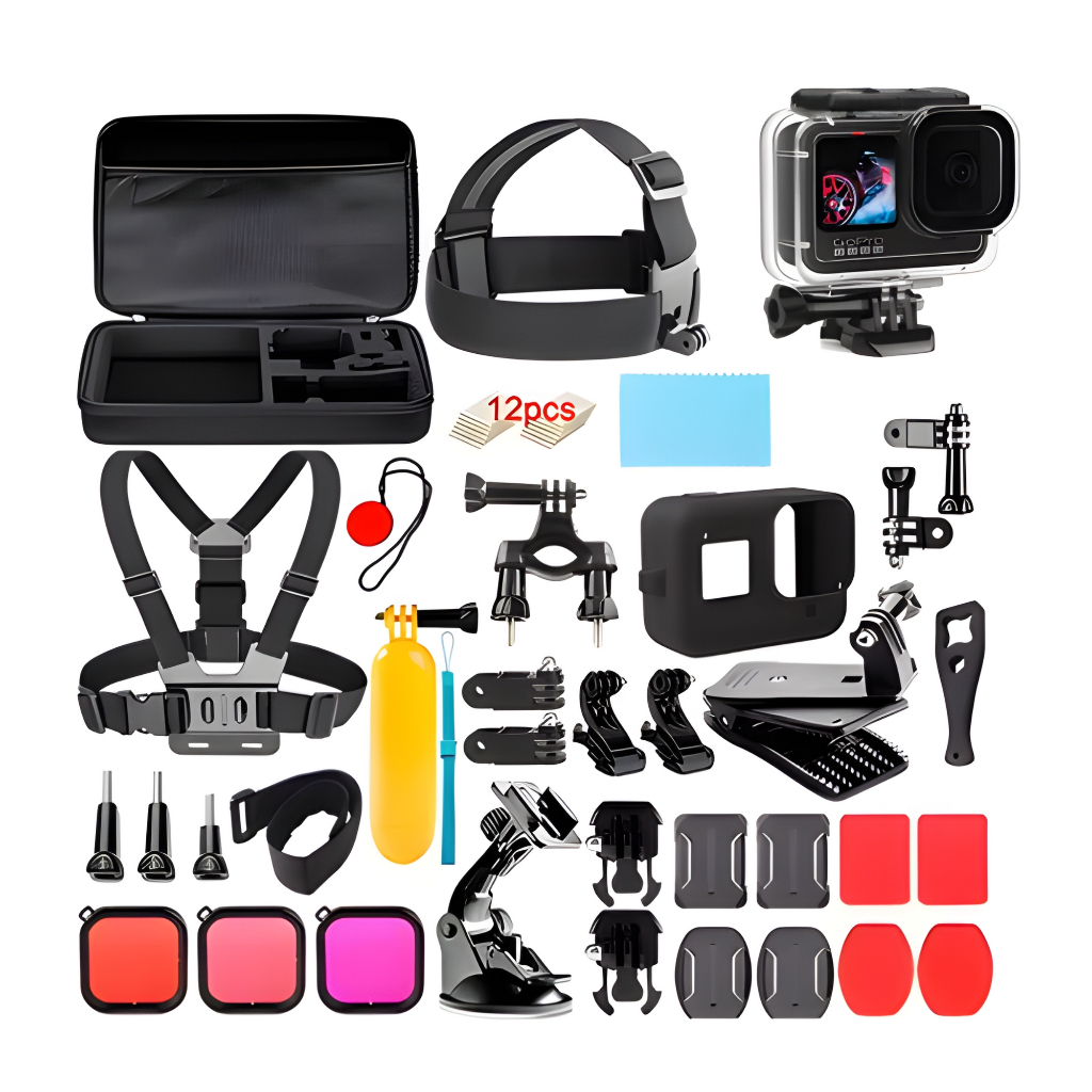 Kit Acessórios 50 Peças Aventura Moto Bike Gravação Filmagem  P/ GoPro Hero 9 10 11 12 Black