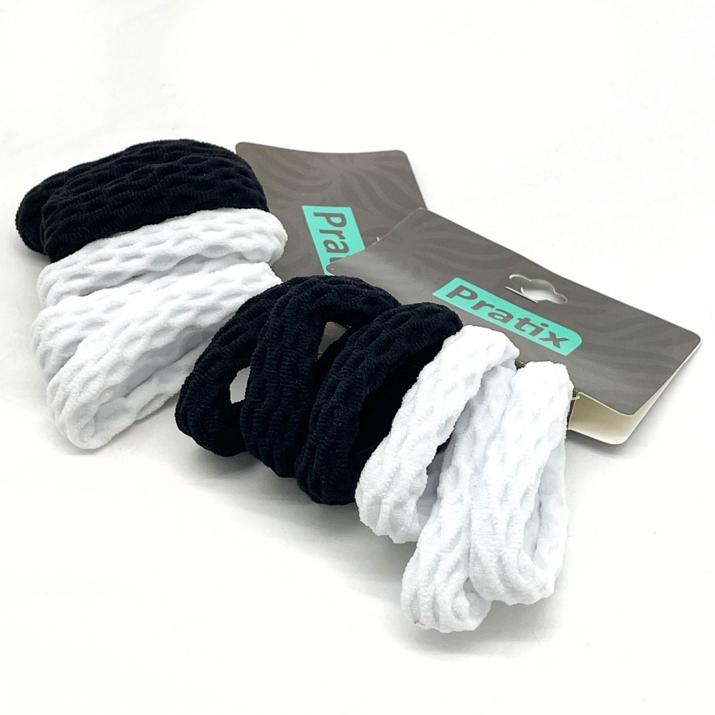 Amarrador de Cabelo Elástico de Meia Preto e Branco - 72 Unidades