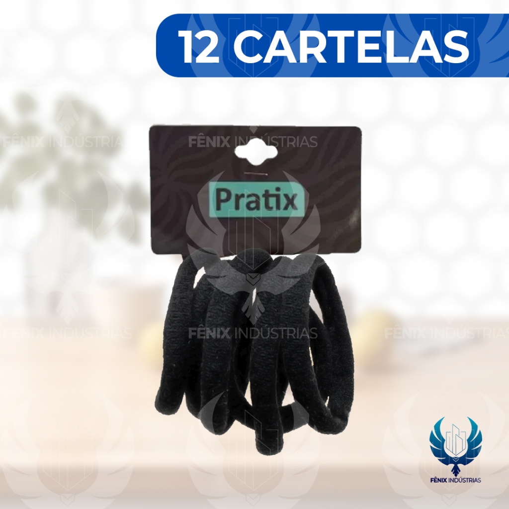 Amarrador para Cabelo Elástico de Poliéster Preto e Branco 5 cm – Cartela com 6 Elásticos – Pacote com 12 Cartelas