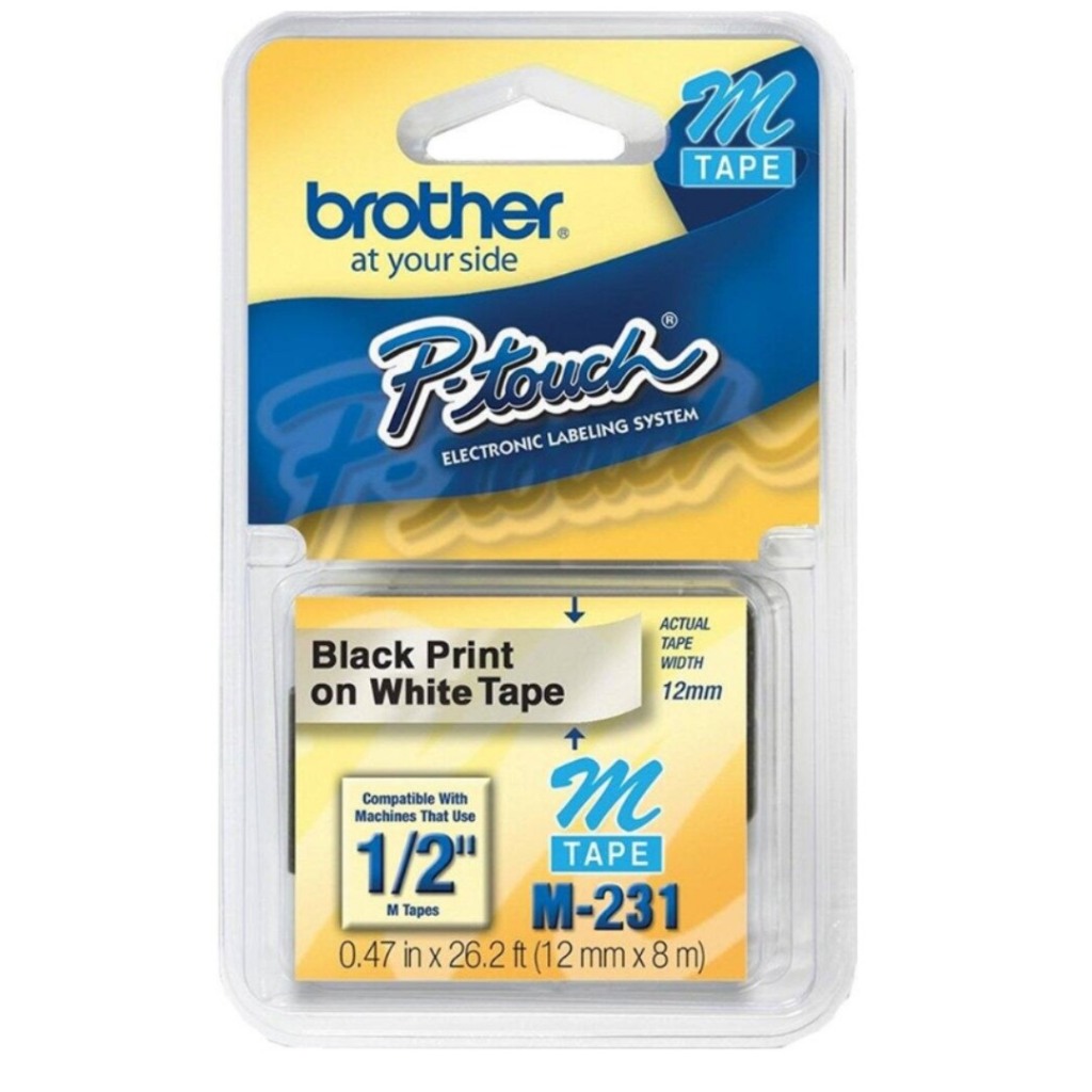 Fita Rotuladora Brother 12mm M231 Preto No Branco Original