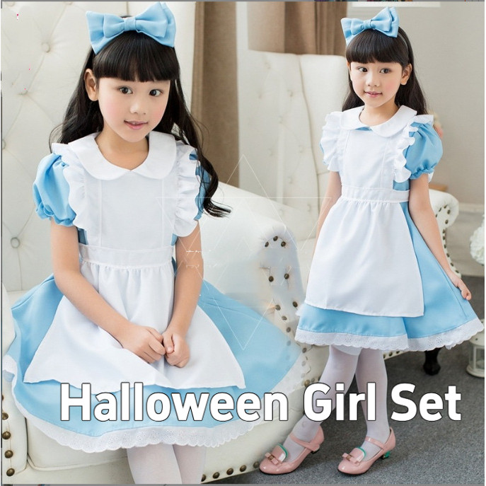 Conjunto De cosplay Infantil De Halloween , Vestido De Princesa Alice , Fantasia De performance Menina Faixa De Cabeça G