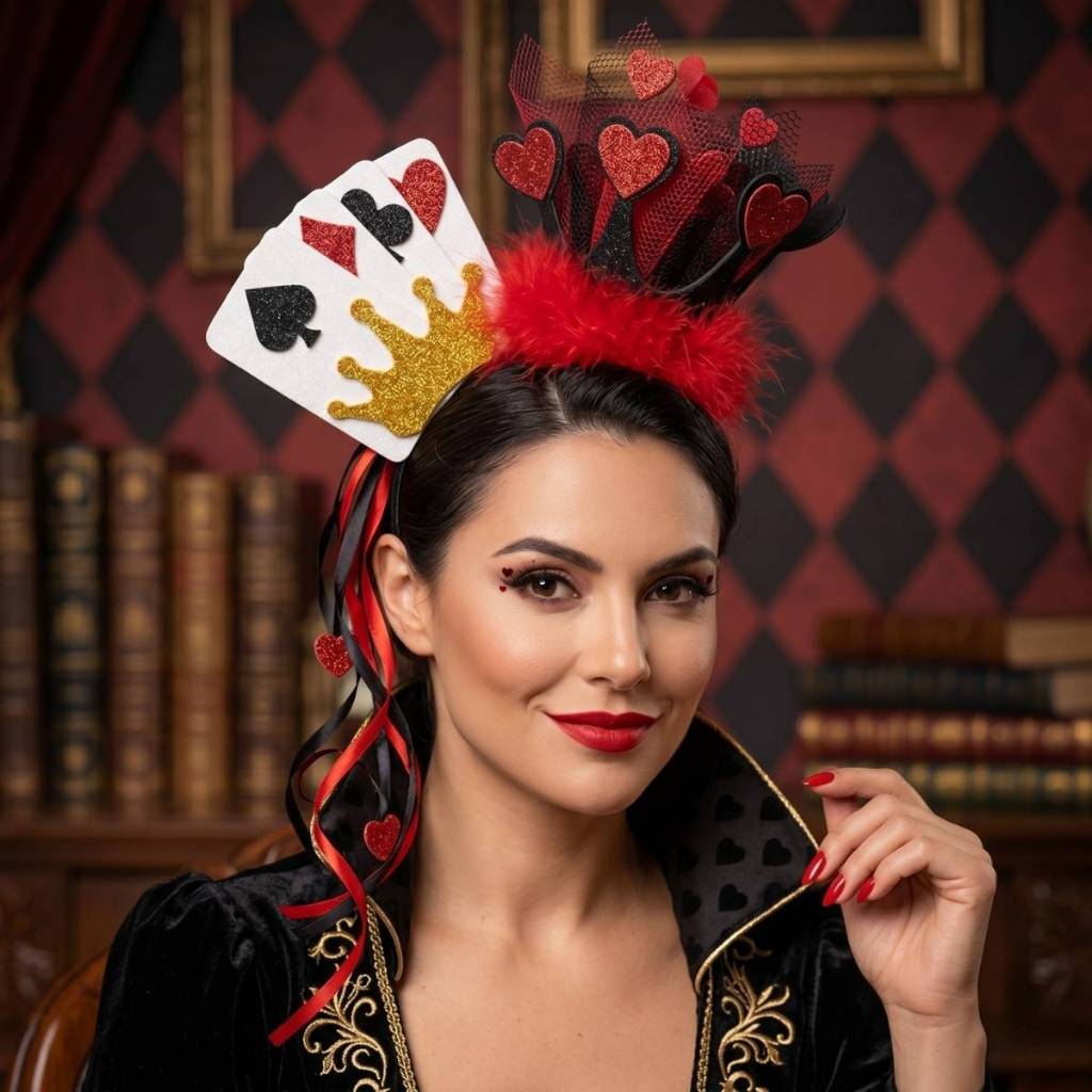 Tiara Fantasia Rainha de Copas Luxo Alice no País das Maravilhas Adulto e Infantil Carnaval Cosplay Festa Pronta Entrega