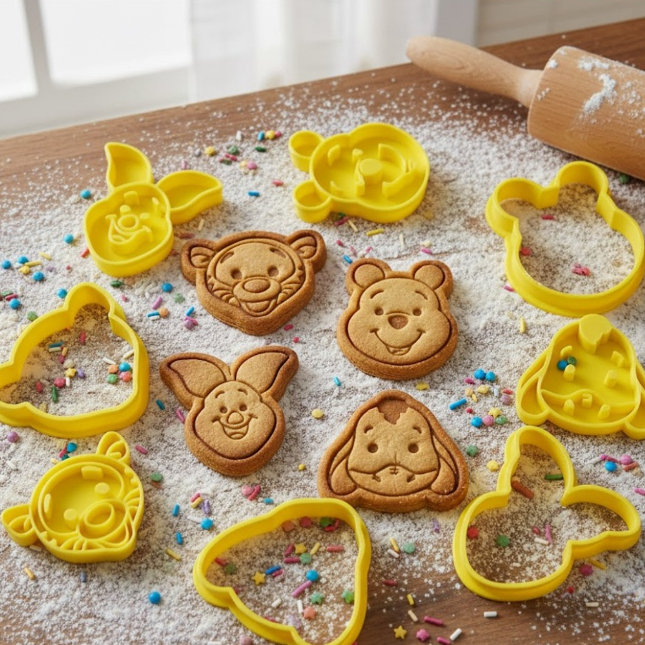 Cortador de Biscoitos / Massinha / Biscuit Ursinho Pooh, Leitão, Tigrão e Bisonho