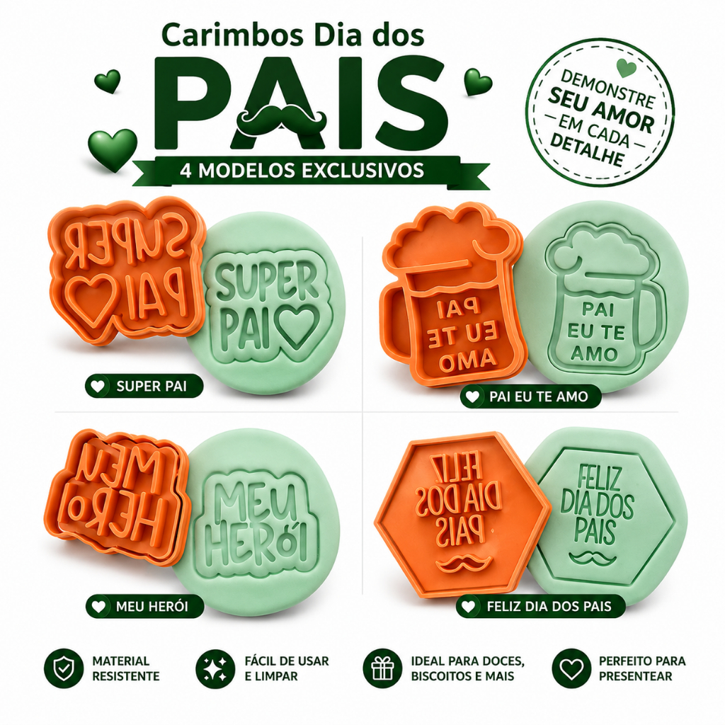 Meu Heroi Pai Presente Cortador de Biscoitos / Massinha / Biscuit Dia dos Pais