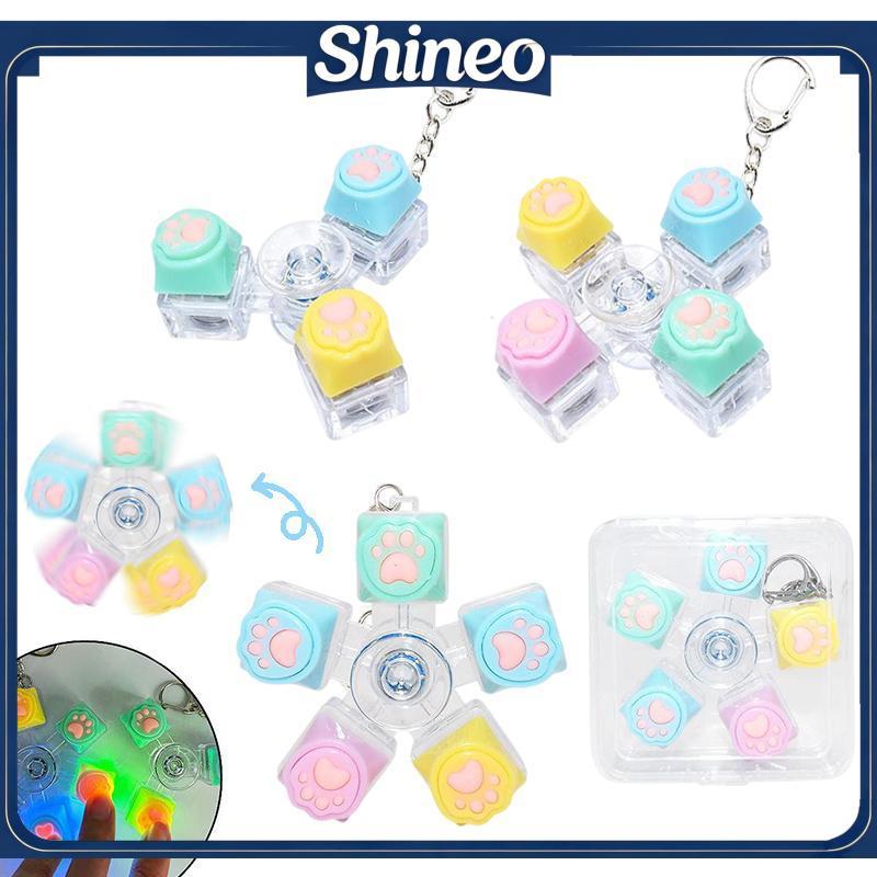 SHINE Cute Cat Paw Teclado Mecânico Keycap Spinner Chaveiro Alívio Do Estresse Brinquedo Fidget Para Estudantes De Escri