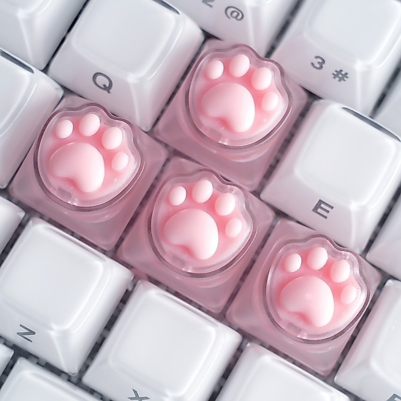 N Function Line Accent Keycap Set 4Pcs Clear Cats Paws Print Teclado Detalhe Para Uso Diário E Estilo Leve