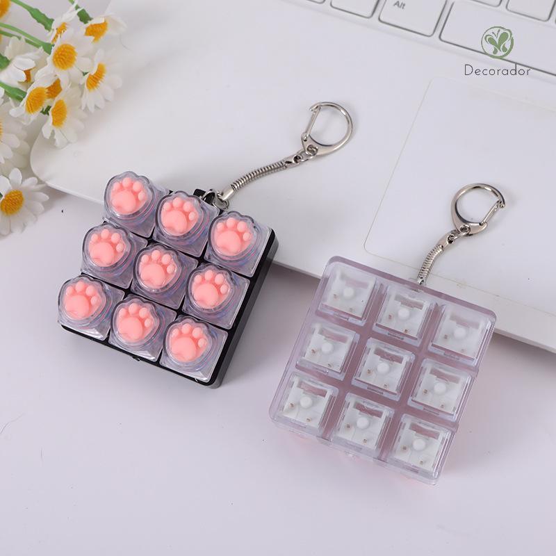 Decorador Silicone Cat Paw Keycaps-Brinquedo Fidget De 9 Teclas Para Alívio Do Estresse