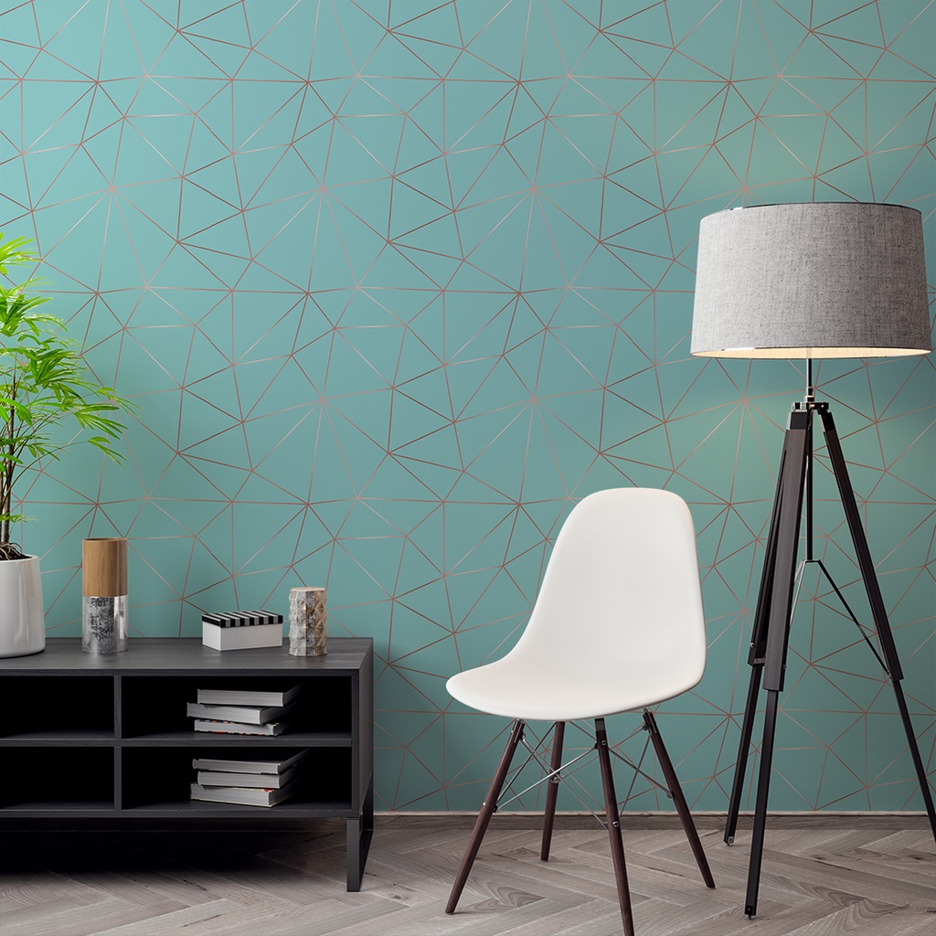 Papel de Parede Adesivo Zara Silver Azul Marinho e Rose Linhas Grandes Adesivo Lavável - Pro Decor