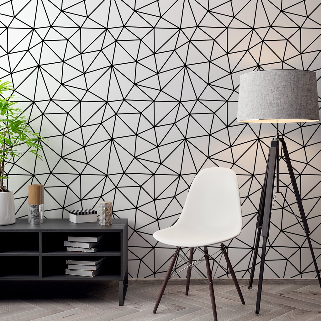 Papel de Parede Adesivo Zara Silver Linhas Preto Grandes Adesivo Lavável Sala e Quarto - Pro Decor