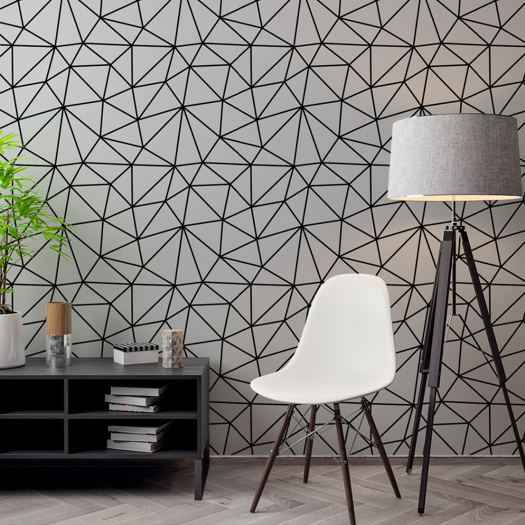 Papel de Parede Adesivo Zara Silver Cinza Grey e Preto Linhas Grande Adesivo Lavável  - Pro Decor