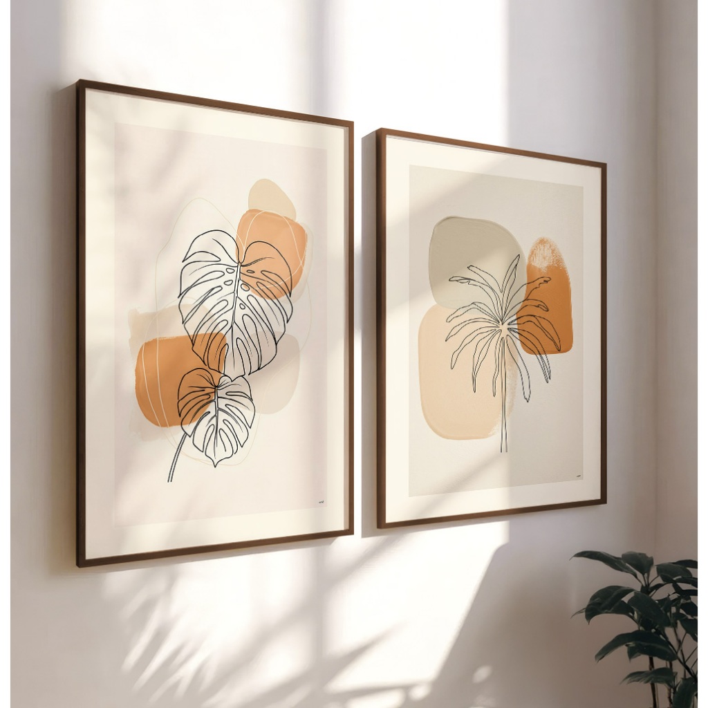 Quadro Abstrato Folhagem Com Moldura Quadros Modernos Decorativos Sala Grande Cores E Linhas Duo