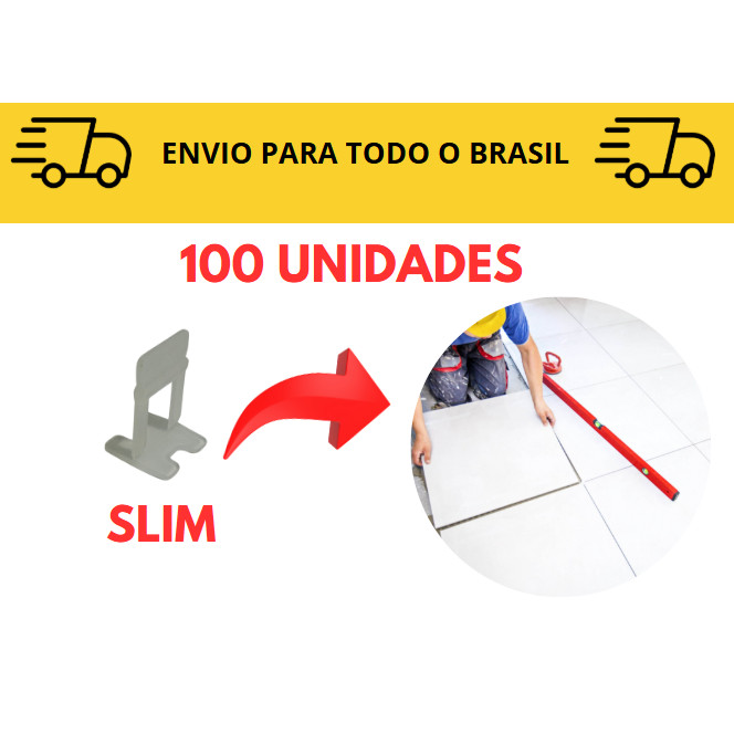 100 Espaçador Nivelador e 100 Cunhas Linha Slim Grande P/ Porcelanato Piso 1 / 1,5 / 2 mm