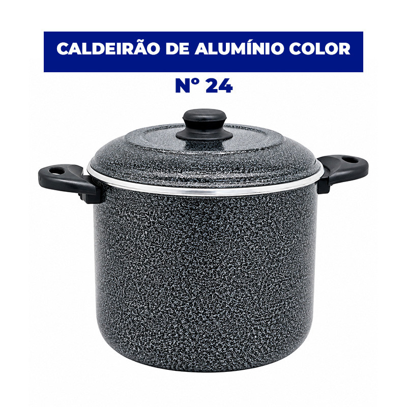Caldeirão de Alumínio Nº 24 – Linha Color | Com Tampa de Alumínio | Panela Grande | Indústrias Fênix