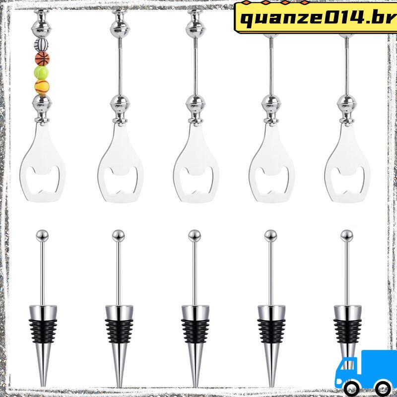 10 Peças Conjunto De Abridor De Cerveja De Rolhas De Vinho Beadable , Decorativas De 5 E Garrafa Reutilizável De Liga