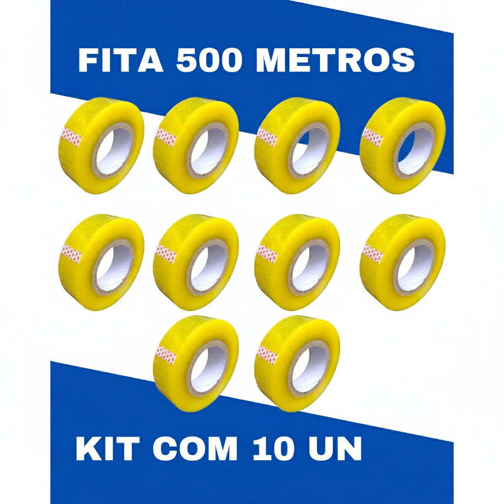 Kit 10 Fitas Adesivas Transparente 500m – Ultra Resistentes