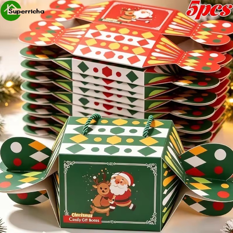 [Ultra] Bolsa Em Formato De Doce De Natal De 8-2 Unidades-Caixa De Presentes Fofa De Desenho Animado-Caixas De Doces-Por