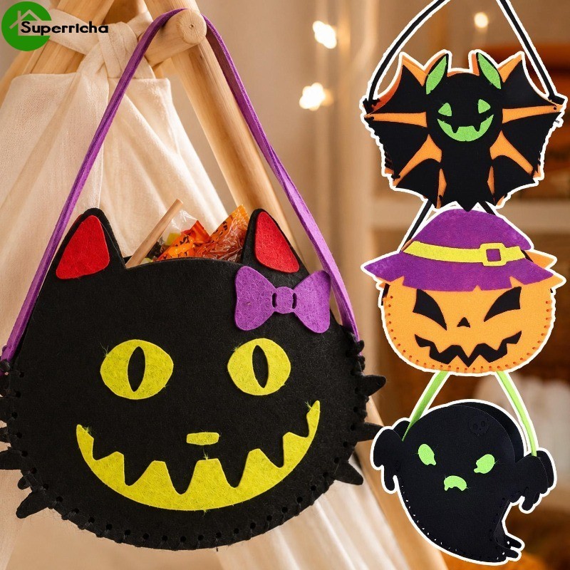 [Ultra] 4-1 Unidade De Sacos De Doces De Feltro De Halloween-Saco De Presente Feito À Mão DIY-Decoração De Festa De Fest