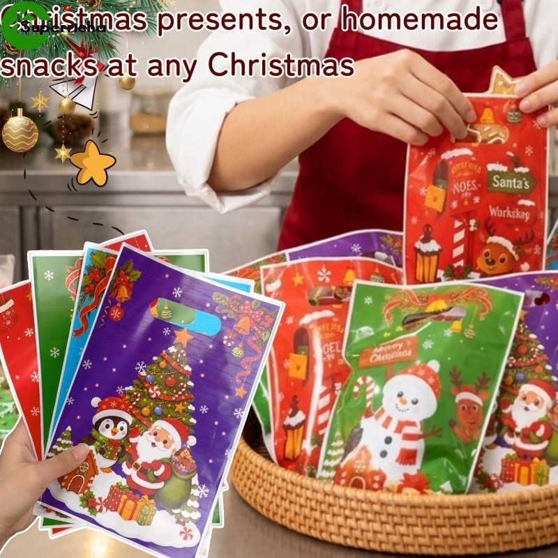 [Ultra] Bolsa Estampada De Natal 200-50 Unidades-De Embrulho-Bolso Para Presente De Lanche Pacote De-Portátil , OPP Doce