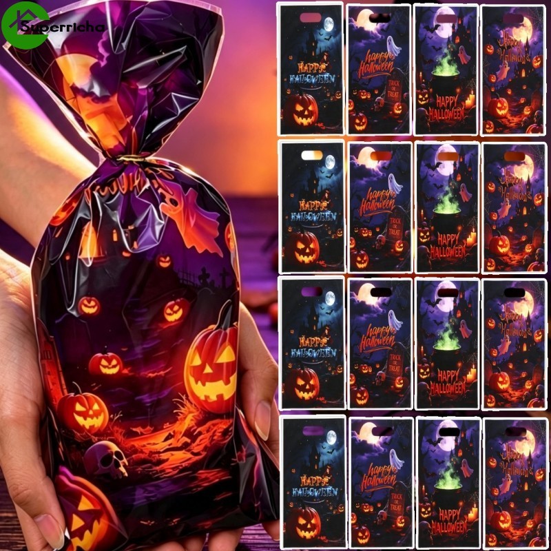 [Ultra] 150-50 Unidades De Sacos De Doces PP De Halloween-Bolsas De Armazenamento-Saco De Presente Com Estampa Fantasma