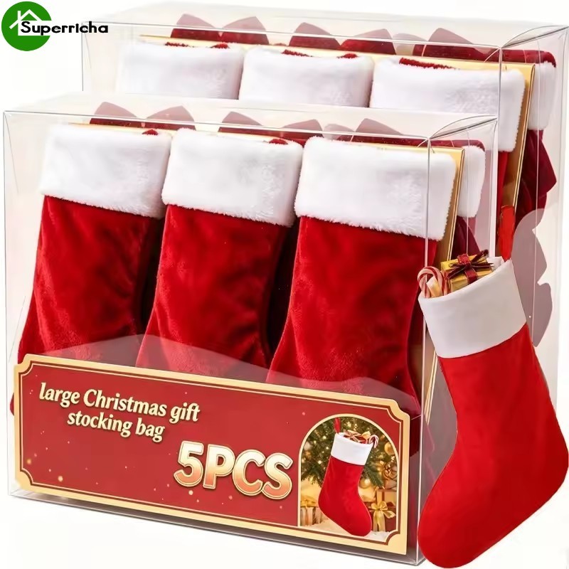 [Ultra] 1/3/5 Unidades De Meias De Natal Penduradas-Para Festa Em Família-Saco De Presente-Decoração De Árvore Armazenam