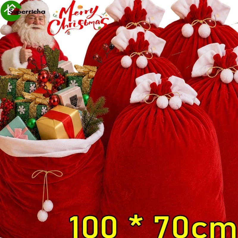 [Ultra] Sacos Grandes Para Presentes De Papai Noel De 100 * 70 Cm-Saco De Armazenamento De Férias Reutilizável-Supriment