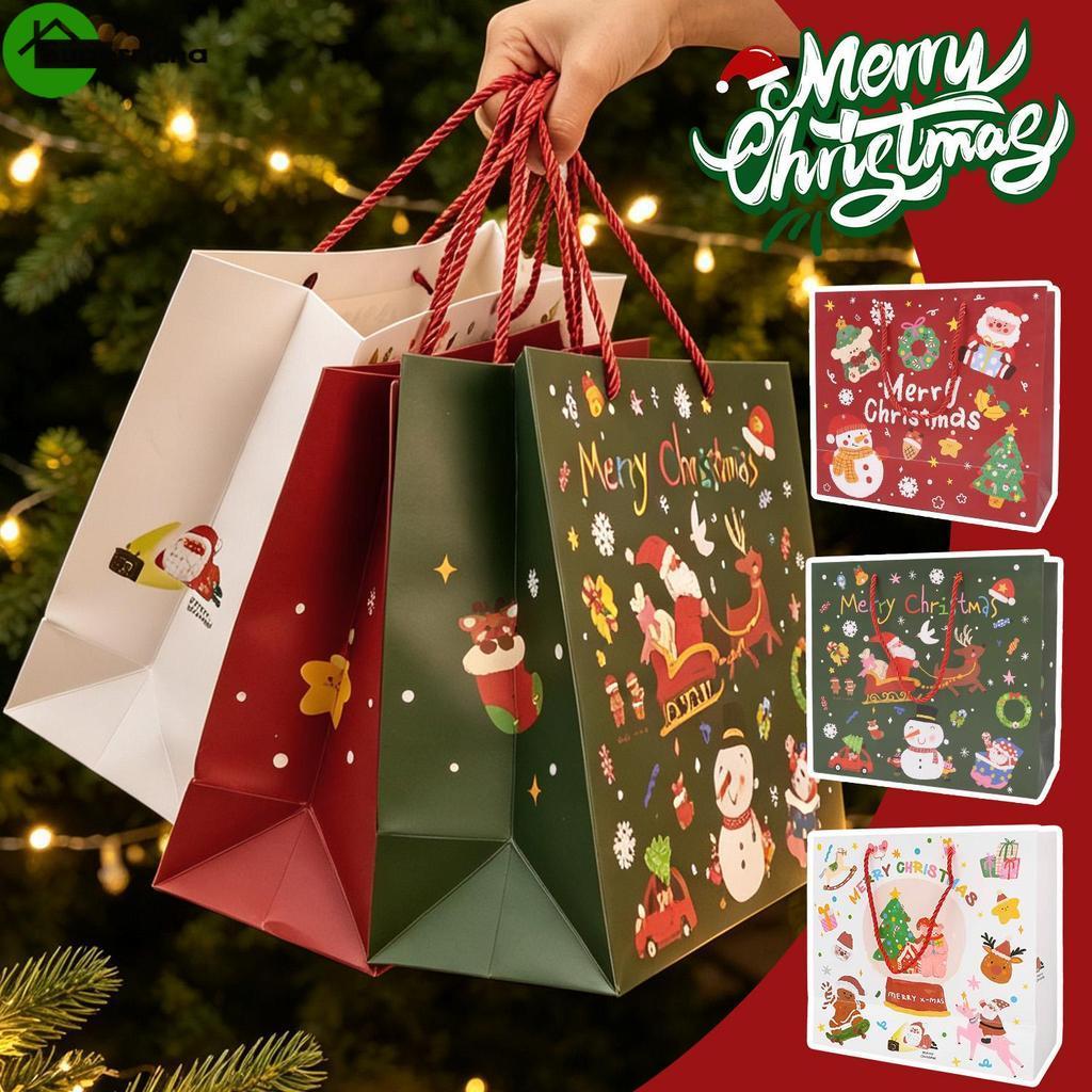 [Ultra] 4-1 Unidade De Sacos Para Presentes De Feliz Natal-Bolsa De Papel Portátil-Bolsas Embalagens De-Sacola De Compra