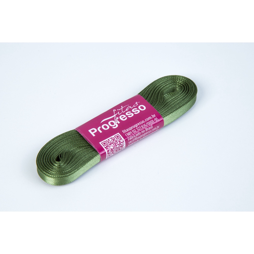 Fita de Cetim Verde Militar Cor 249 - 01 unidade - Progresso - Ultra Embalagens