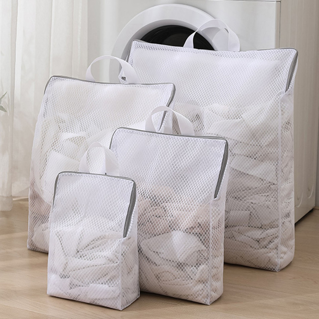 Underwear Wash Bag Clothes Laundry Mesh with Handle – Foldable Zippered Travel Garment Pouch for Durable Breathable Wa