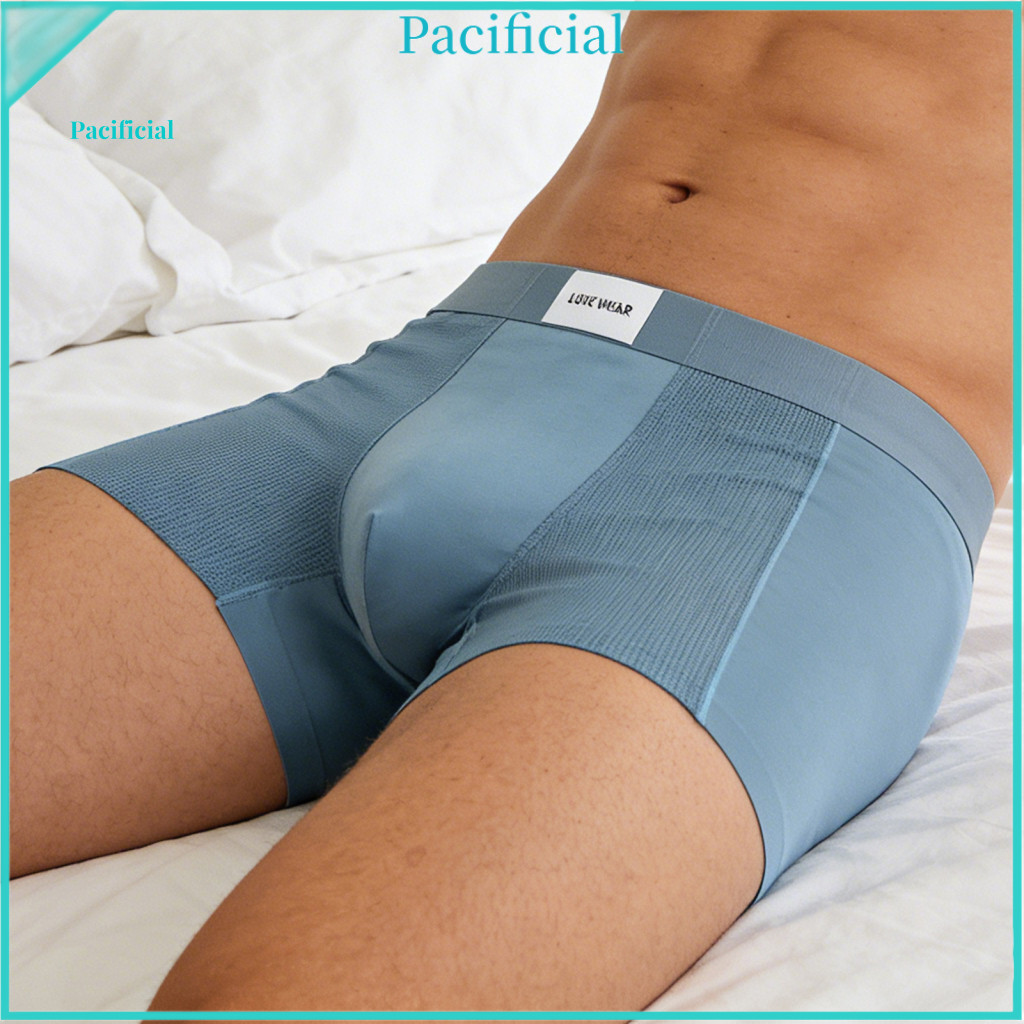 Mid-stretch Waistband Briefs Stretchy Men Underpants Men's Silky Breathable Boxer Mesh Design Solid Color Underwear for