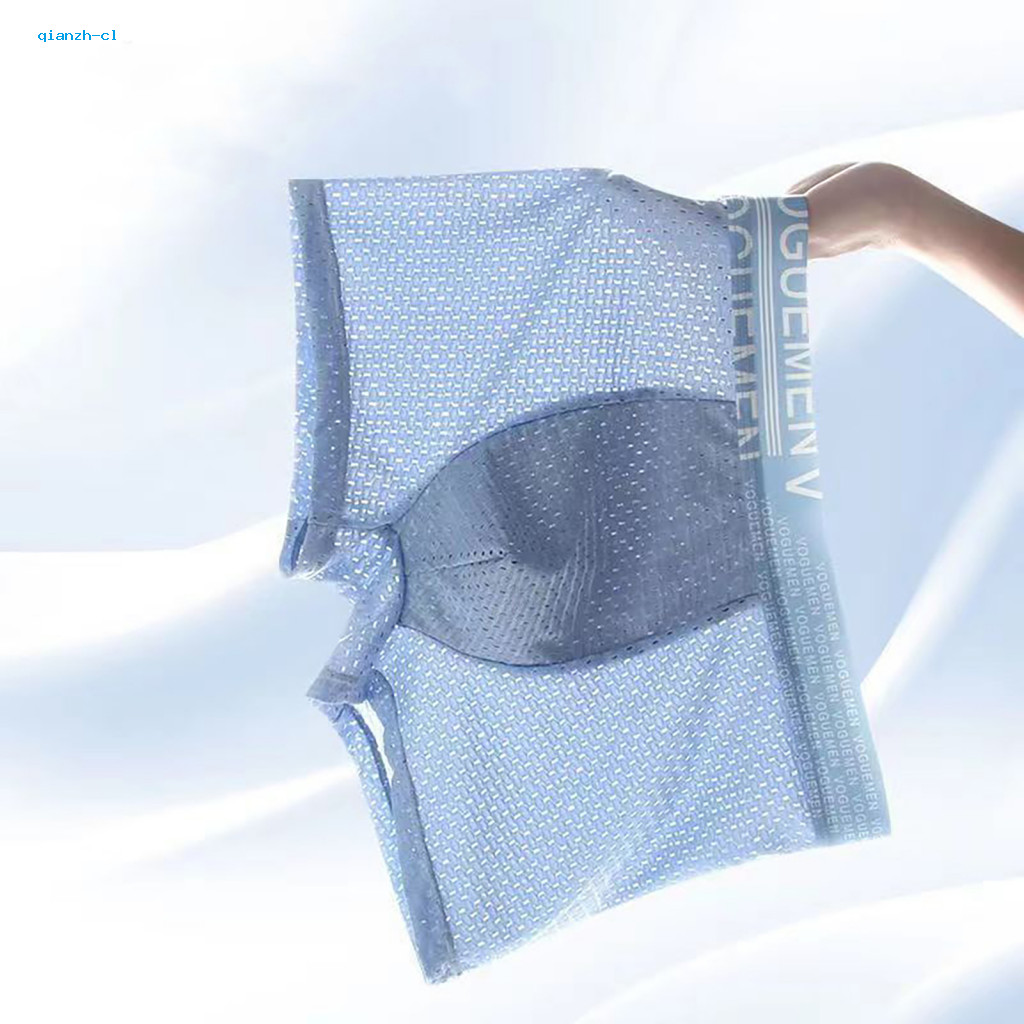 Breathable Boxer Shorts Men's Mid-rise Briefs 3d Mesh Wide Elastic Waistband U-convex Pouch Letter Print Comfortable Und