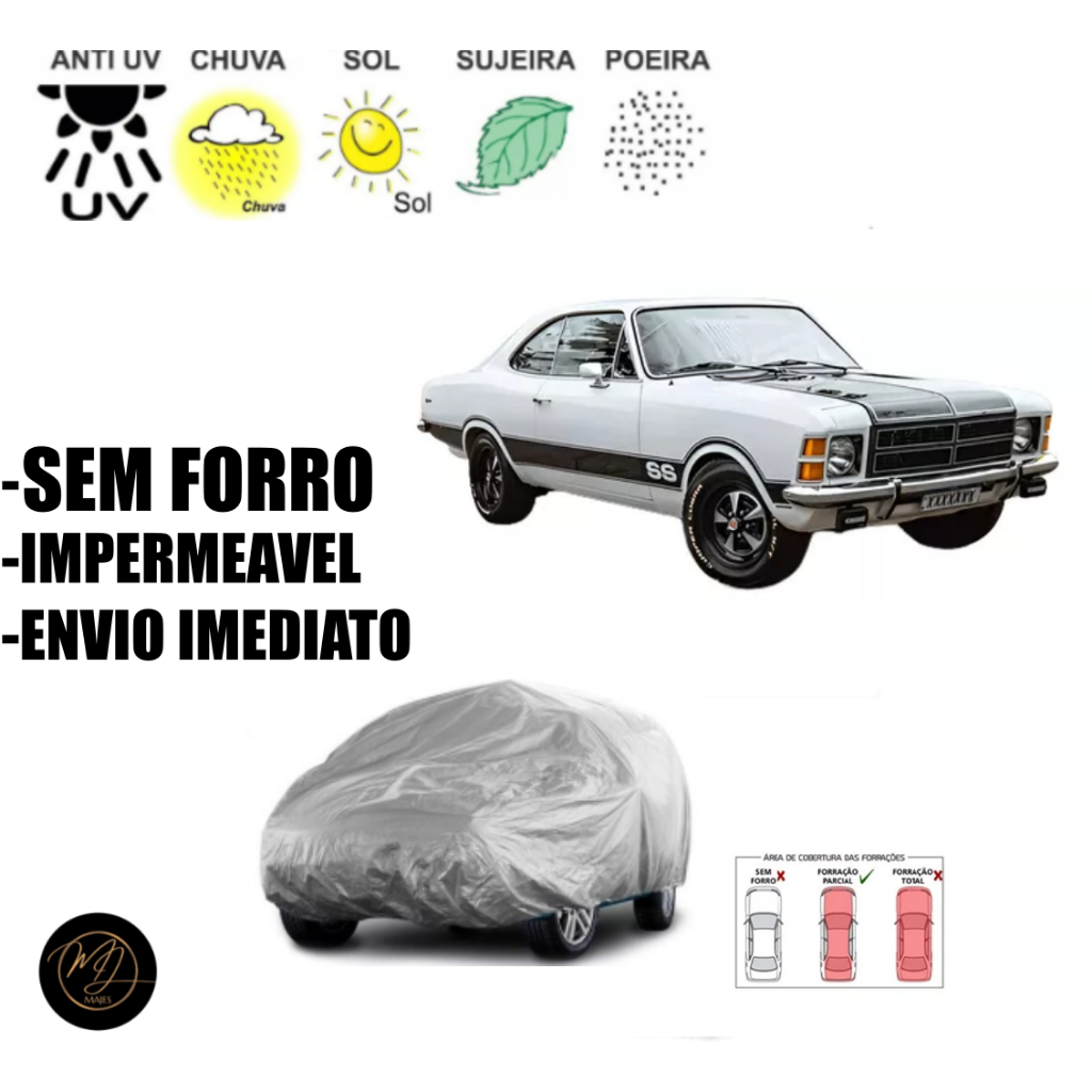 Capa de Cobrir Carro OPALA SEM FORRO G- Impermeável e Proteção Completa contra Sol, Chuva