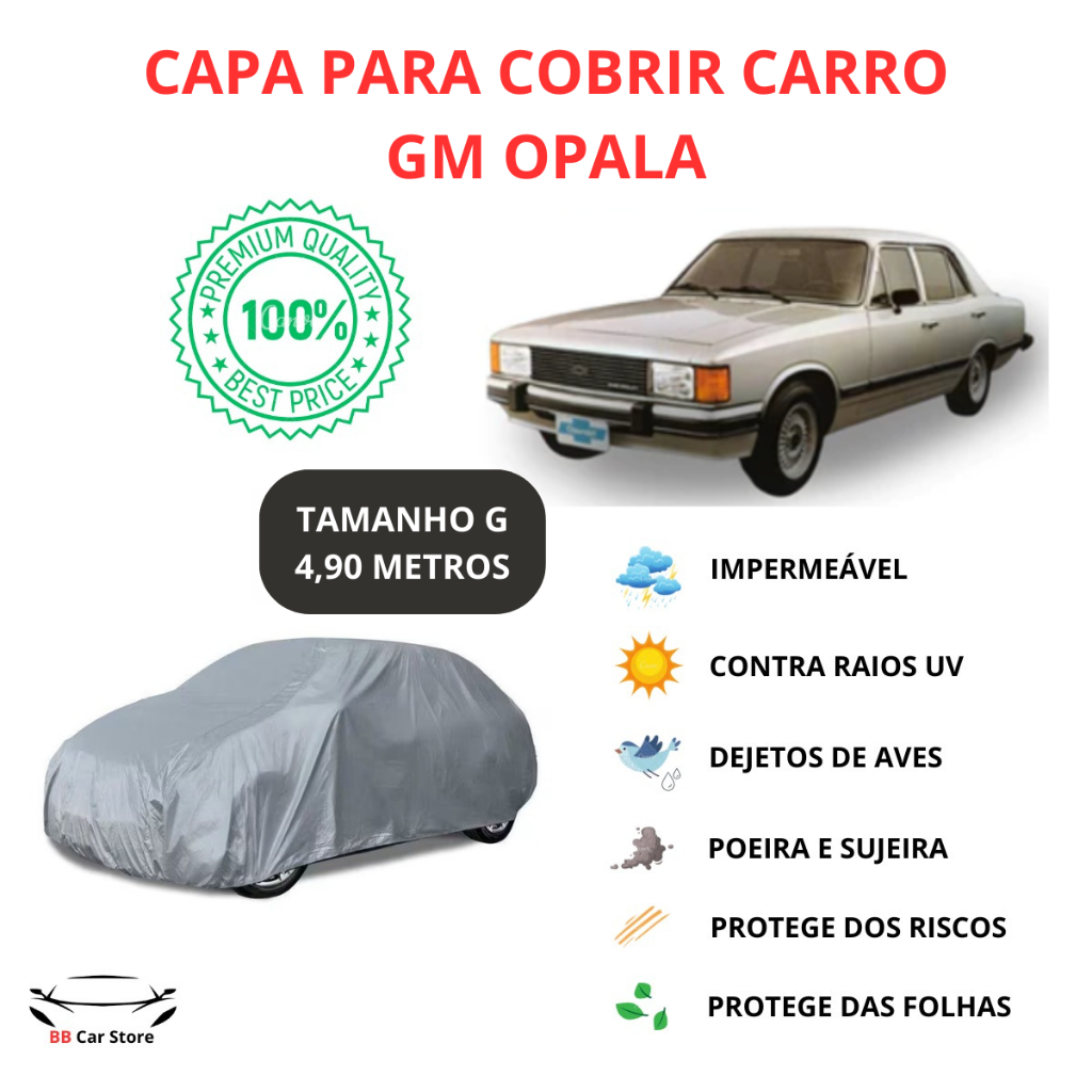 Capa de Cobrir Carro GM OPALA com Ótima Qualidade Resistente Proteção contra Raios UV, Chuva, Poeira, Riscos, Ar - G