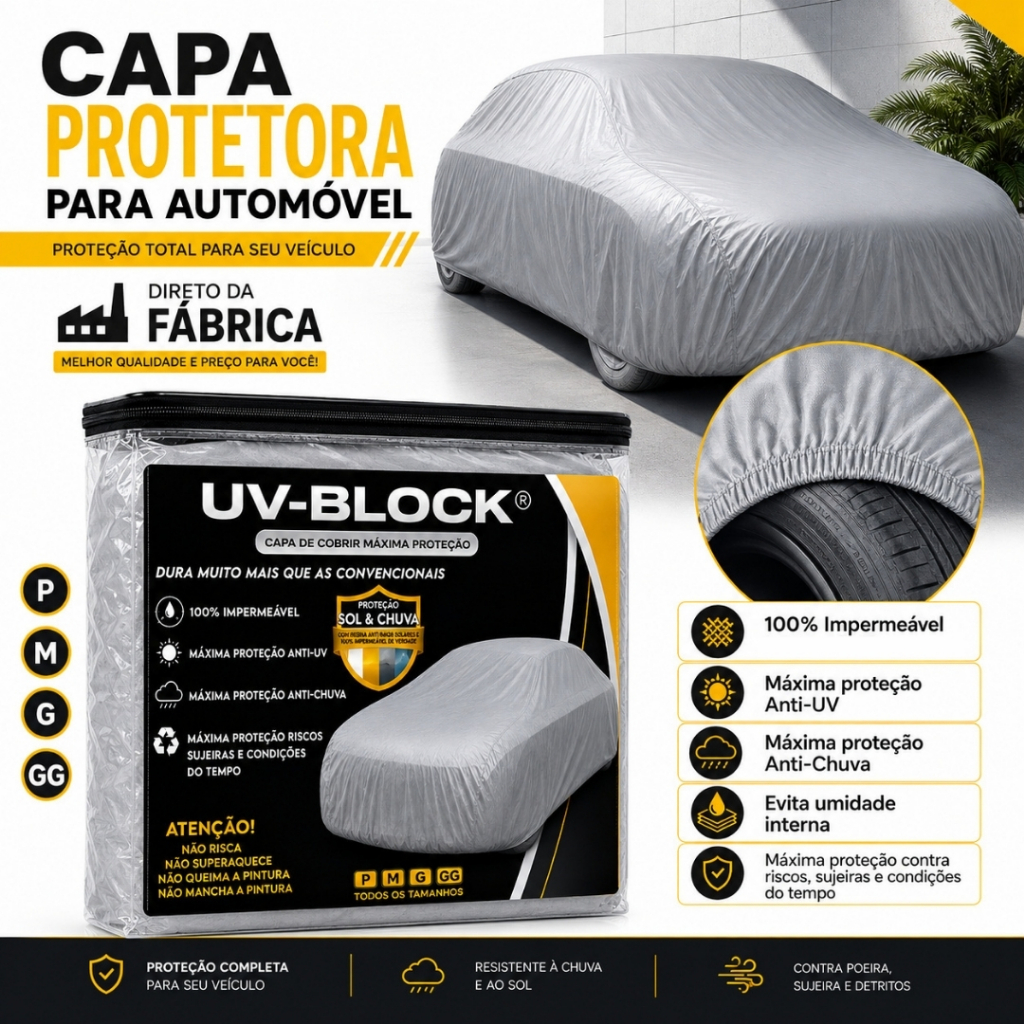 Capa Cobrir Opala Caravan Impala Landau Carros Clássicos UV-BLOCK Forrada 100% Impermeável