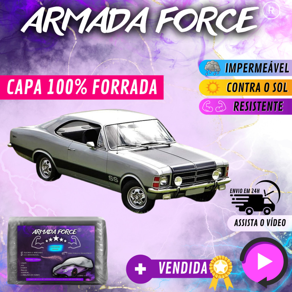 Capa Cobrir Carro OPALA  Armada Force 100% Impermeável Forro Total Protege Sol Chuva Poeira Proteção Automotiva