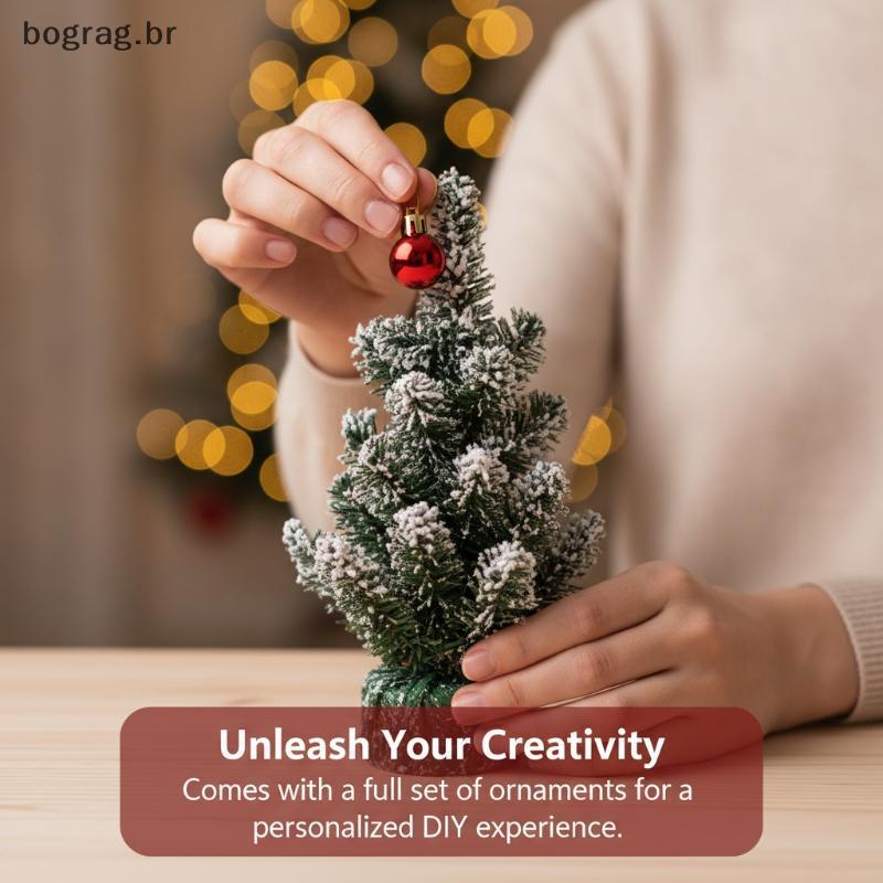 bograg Mini Árvore De Natal De Mesa , Pinho Artificial Realista Com Laço De Fita , Ornamento Para Casa , Férias , Decora