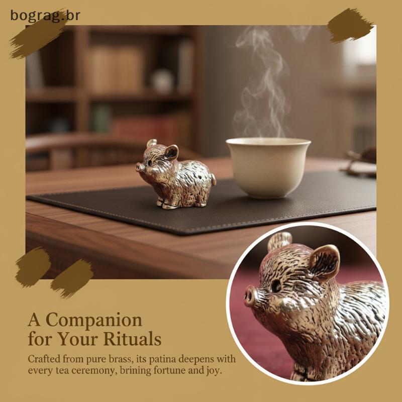 bograg Vintage Mini Estatueta De Porco De Bronze Não-Desbotamento Estátua De Animal De Metal Ornamento Bonito Para Mesa