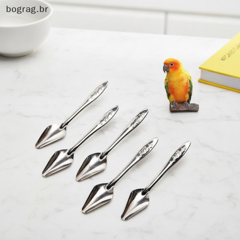 bograg Colher De Alimentação De Papagaio , 10 Peças , Ergonômica , Aço Inoxidável , Mini Alimentador Manual De Pássaros