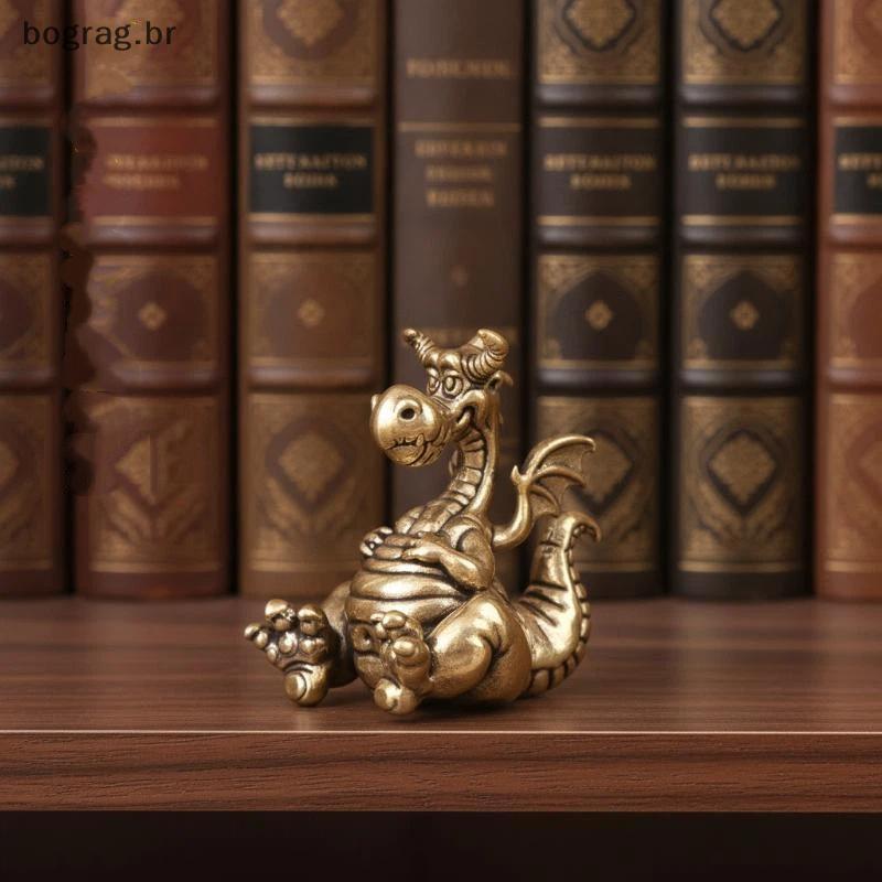 bograg Vintage Latão Gordinho Dragão Decoração Estatueta Mini Luy Estátua Animal Para Escritório Em Casa De Mesa Present