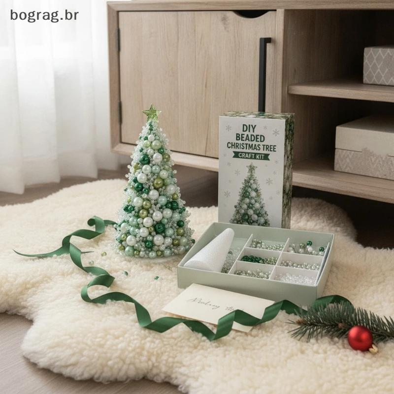 bograg DIY Frisado Kit De Artesanato De Árvore De Natal 1 Conjunto Mini Pérola Enfeite De Mesa Para Favores De Festa Bri