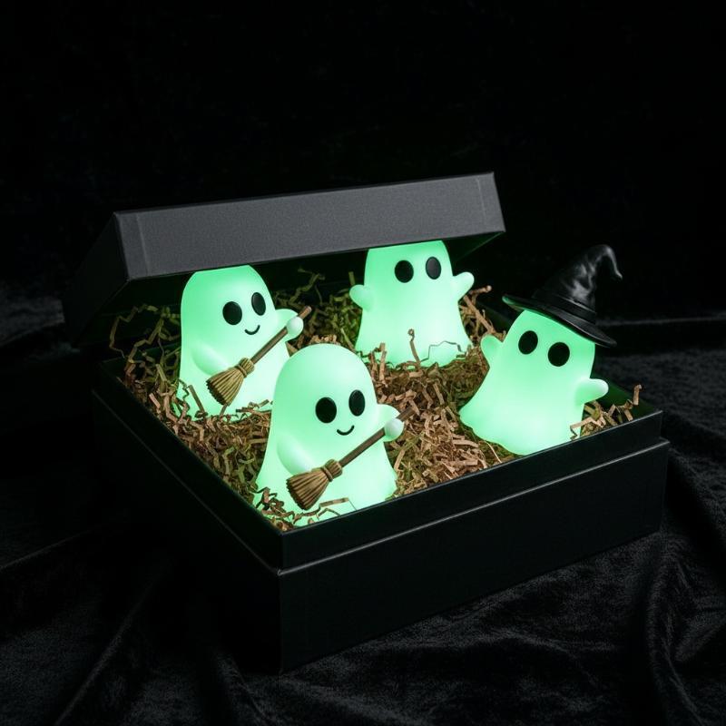 bograg Halloween Luminoso Mini Estátua Fantasma Brilho No Escuro Bonito Assustador 1/3 Pçs Ornamento De Mesa Para Festa